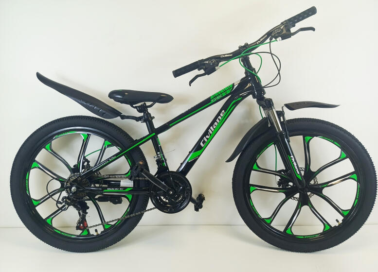 Велосипед 24" ТМ Civilane, FINE DISK ( литые диски),  рама  13" BLACK/GREEN (N)