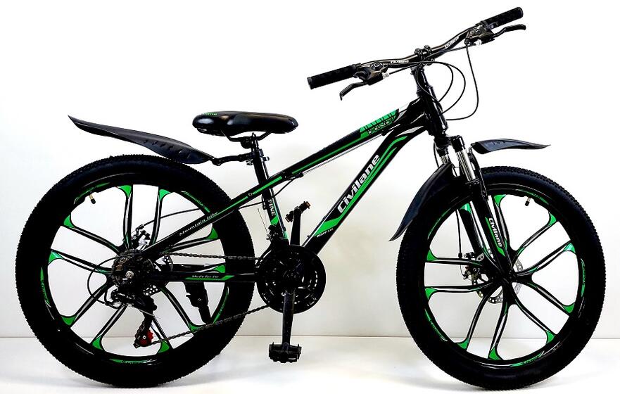 Велосипед 24" ТМ Civilane, FINE ( литые диски),  рама  13" BLACK/GREEN 