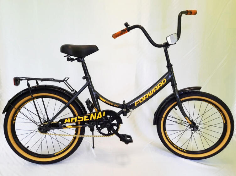 Велосипед FORWARD ARSENAL 20 X (20" 1 ск. рост 14" скл.)  черный/золотой,