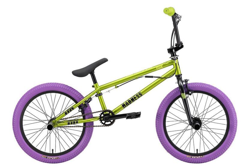 Велосипед Stark'24 Madness BMX 3 зеленый металлик/черный,зеленый/фиолетовый