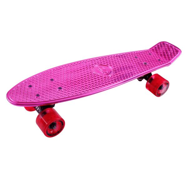 Скейтборд пластиковый Metallic 22 pink 1/4